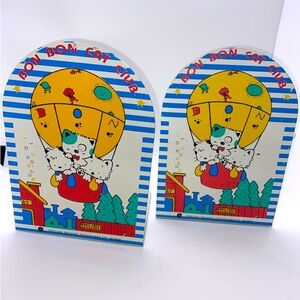Vintage Rare Bon Bon Cat Club metal bookends 8”